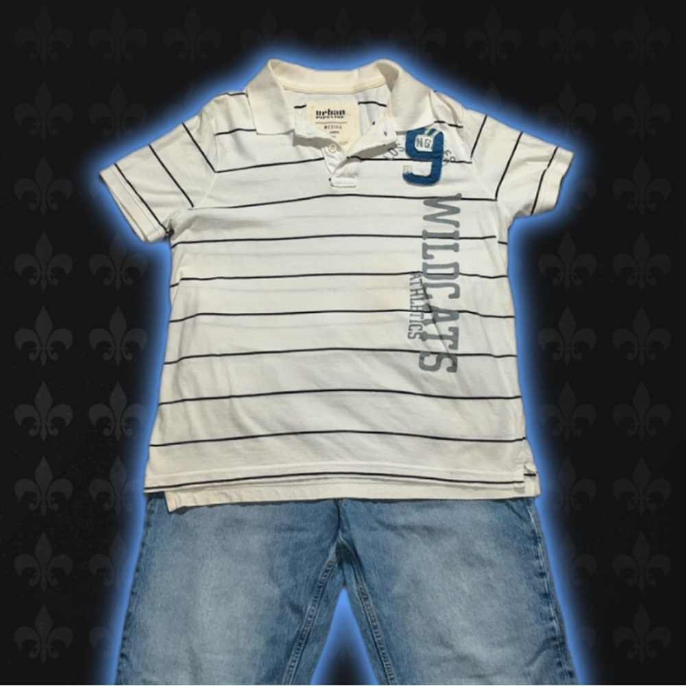 White Urban Pipelline polo with black stripes